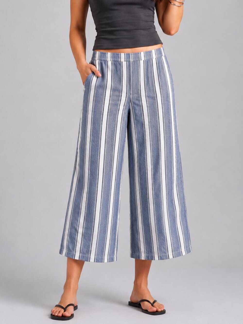 Hollister Striped Wide Leg Crop Pants